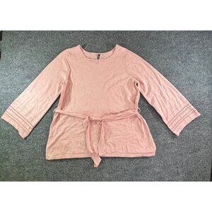 Massini Blouse Women's XL Pink top with flared sleeves and